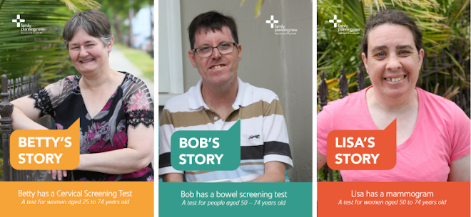 Just Checking cancer screening resources - Betty, Bob, Lisa